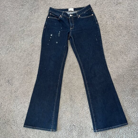 ABRAND JEANS A '99 Low Boot Dark Wash Distressed Jeans -EUC - US Size 28 / AU 10 - Picture 4 of 16